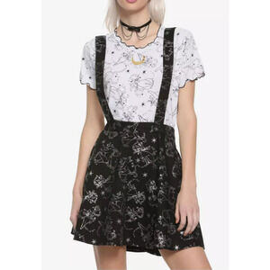 Sailor Moon Glitter Luna Suspender Skirt Womens XL Black Cat Pockets Grunge Goth